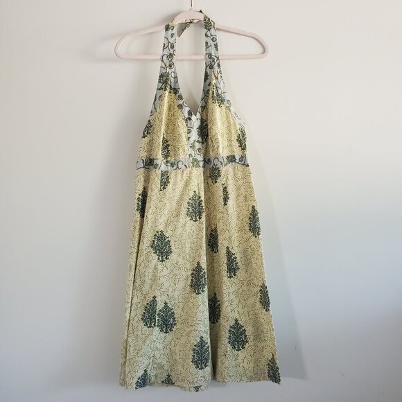 GAP Dresses & Skirts - Gap Halter Mini Sun Dress 12 Yellow Floral Vintage Y2K Festival